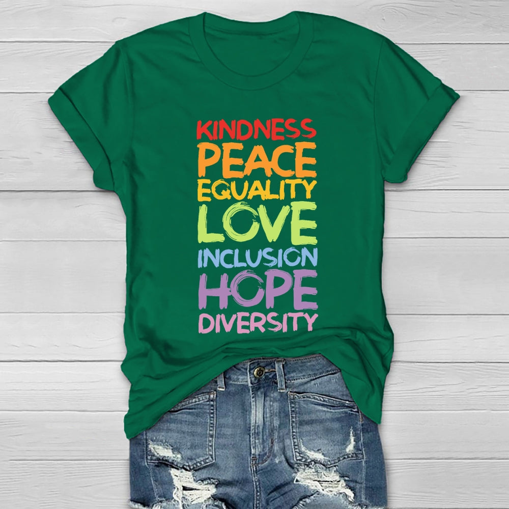 Kindness Peace Equality Love Hope Diversity Human Rights  Healthwear T-shirt