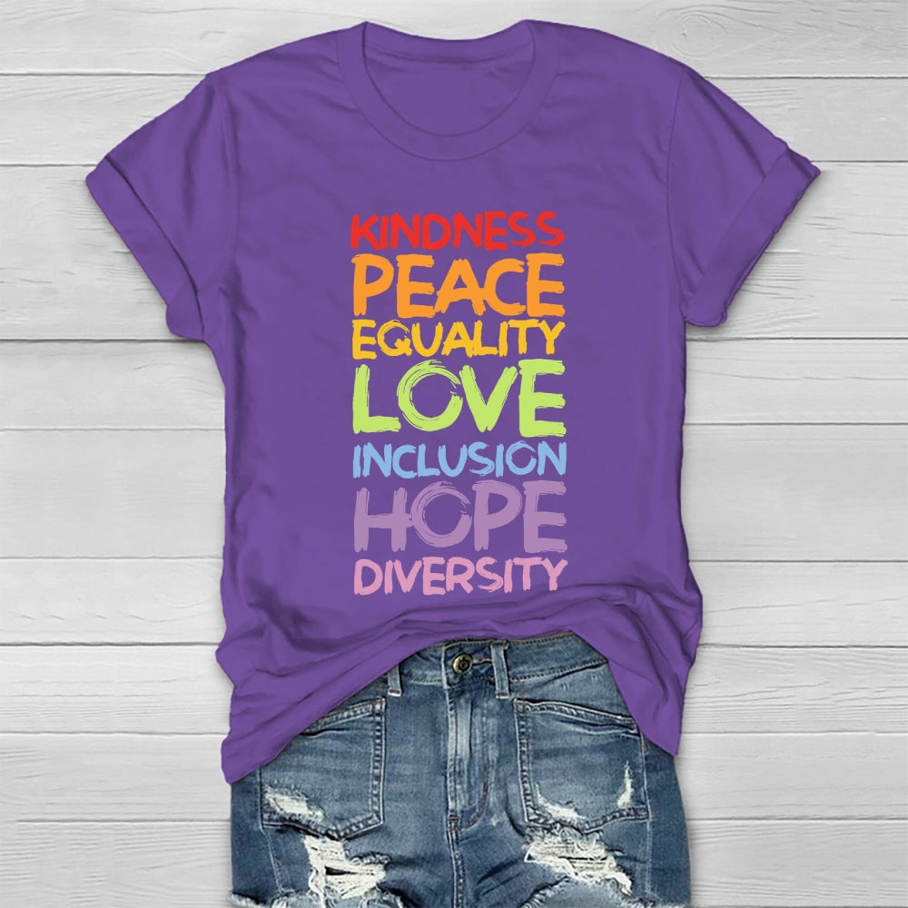 Kindness Peace Equality Love Hope Diversity Human Rights  Healthwear T-shirt