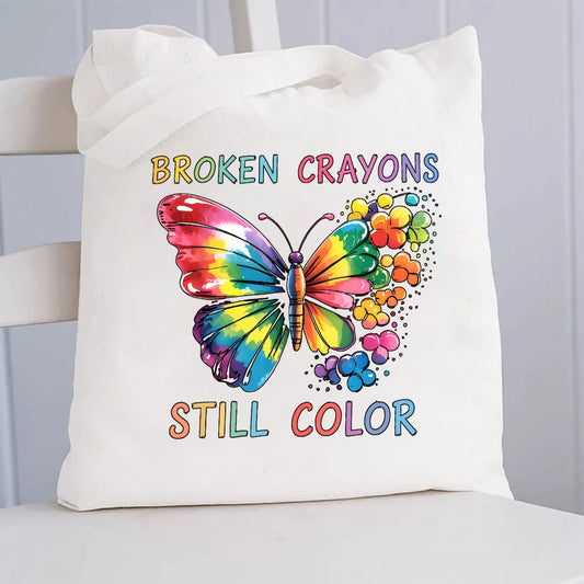 Broken Crayons Still Color Canvas Tote Bag