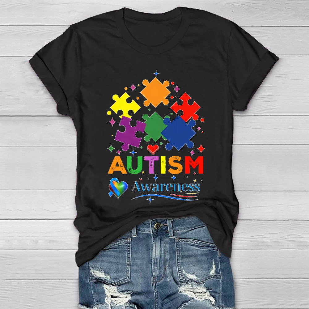 Autism Awareness Colorful Puzzle Healthwear T-shirt