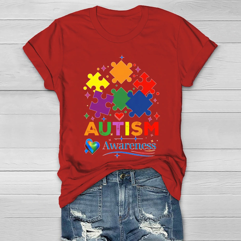 Autism Awareness Colorful Puzzle Healthwear T-shirt