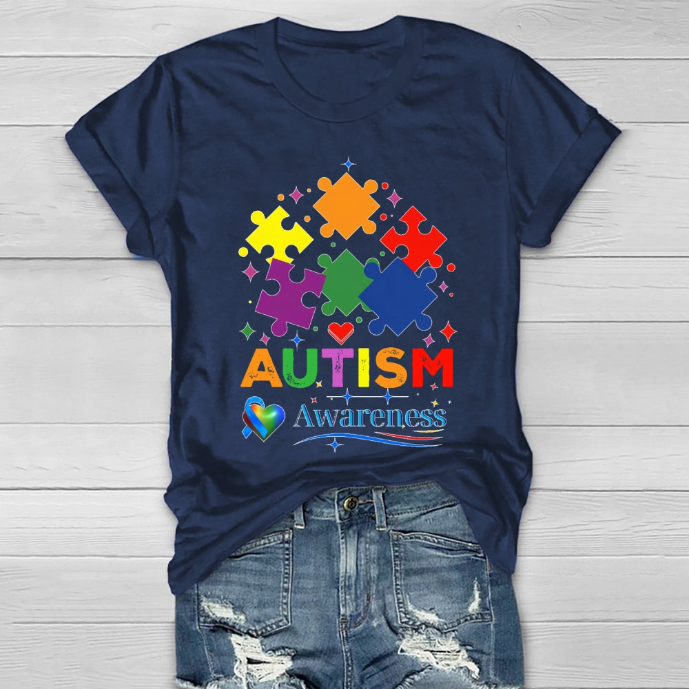 Autism Awareness Colorful Puzzle Healthwear T-shirt