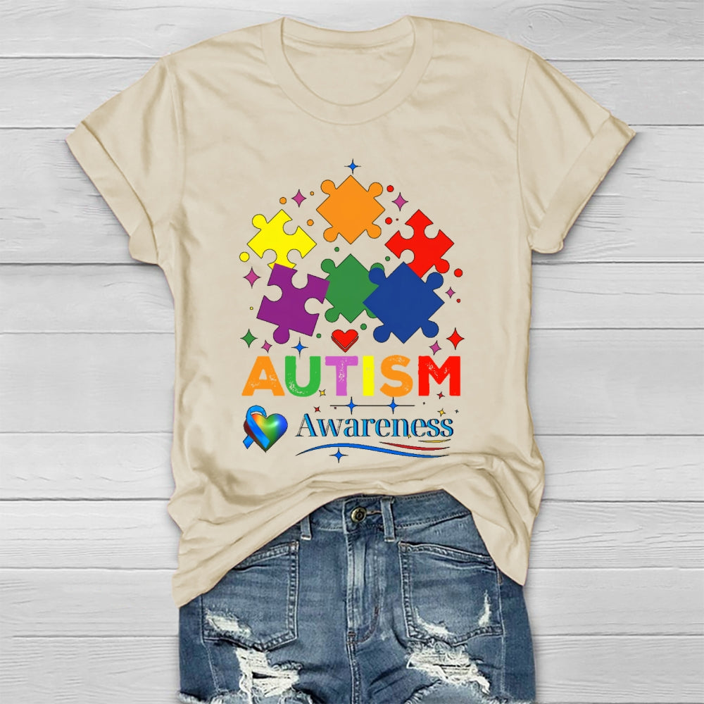 Autism Awareness Colorful Puzzle Healthwear T-shirt