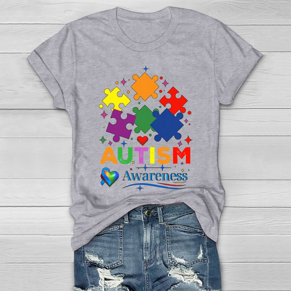 Autism Awareness Colorful Puzzle Healthwear T-shirt