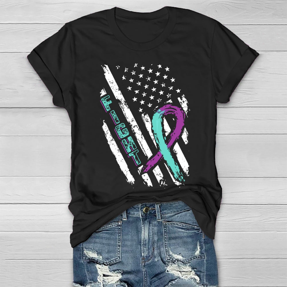 Fight Teal Purple Ribbon Healthwear T-shirt