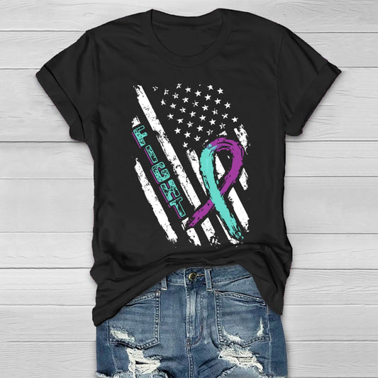 Fight Teal Purple Ribbon Healthwear T-shirt