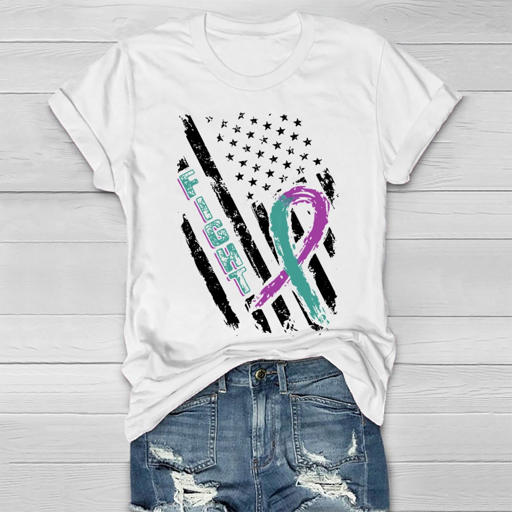 Fight Teal Purple Ribbon Healthwear T-shirt