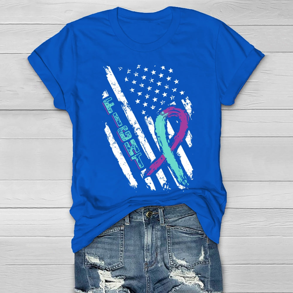 Fight Teal Purple Ribbon Healthwear T-shirt