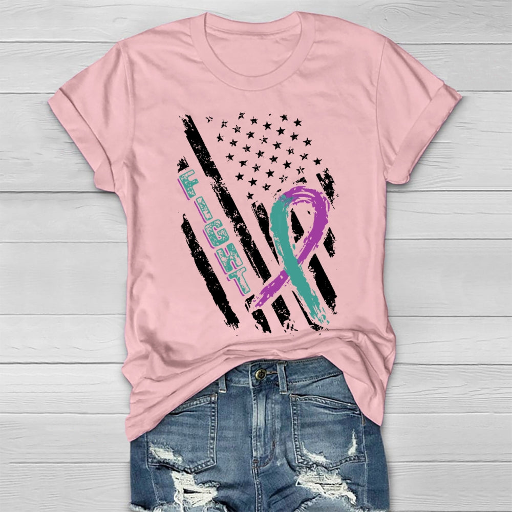 Fight Teal Purple Ribbon Healthwear T-shirt