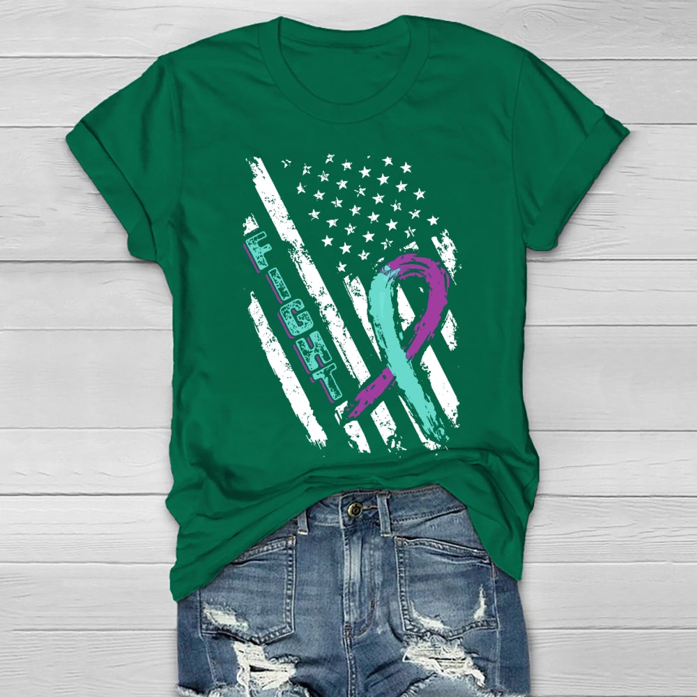 Fight Teal Purple Ribbon Healthwear T-shirt