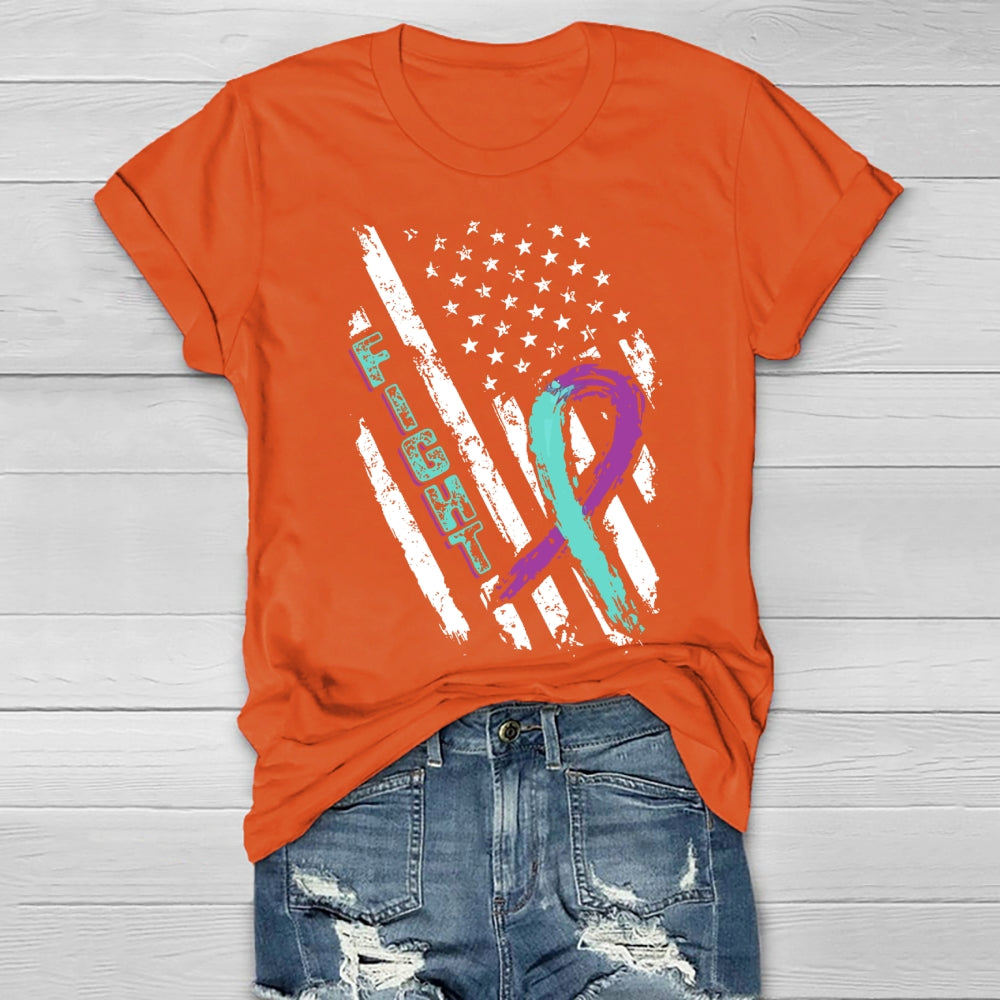 Fight Teal Purple Ribbon Healthwear T-shirt