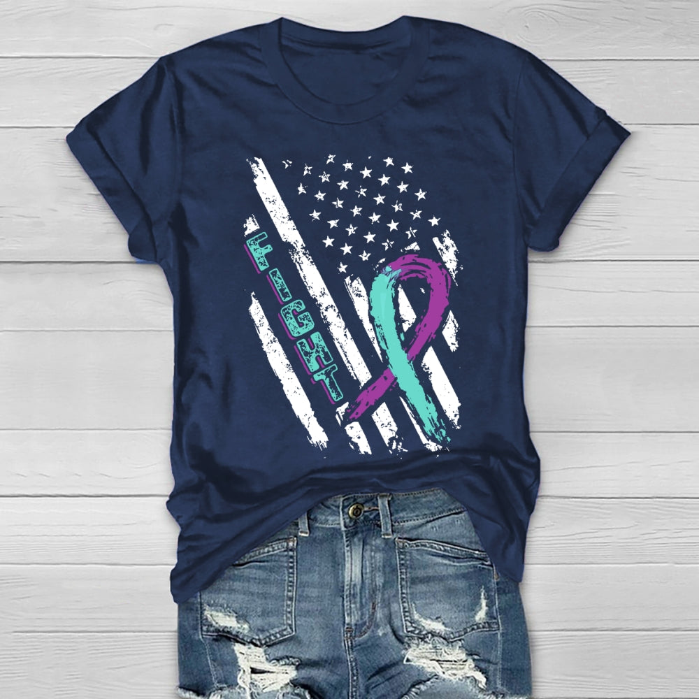 Fight Teal Purple Ribbon Healthwear T-shirt