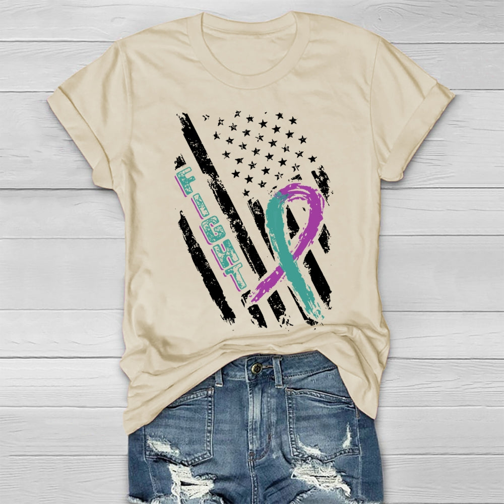 Fight Teal Purple Ribbon Healthwear T-shirt