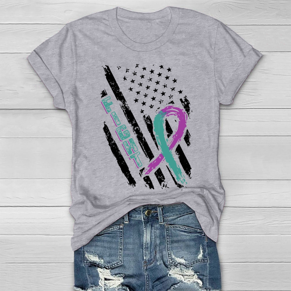 Fight Teal Purple Ribbon Healthwear T-shirt
