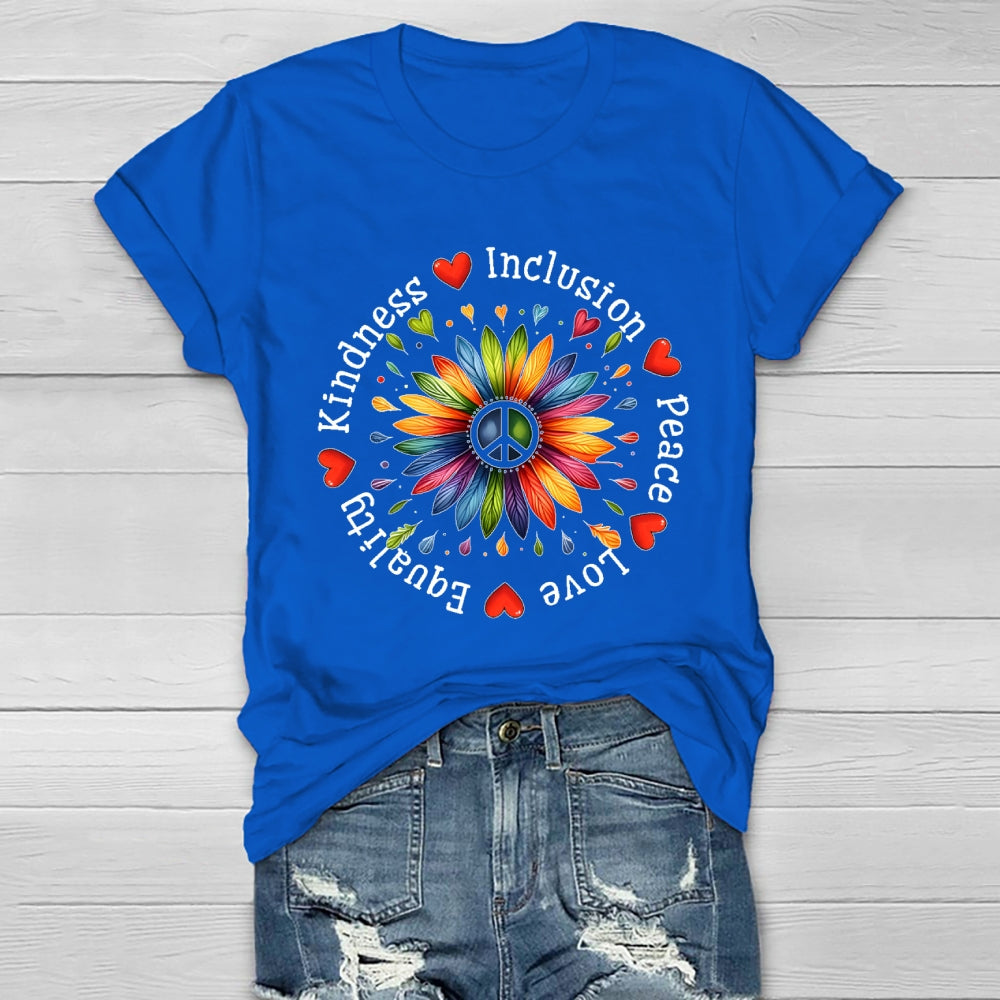 Kindness Peace Equality Love Inclusion Flowers Healthwear T-shirt
