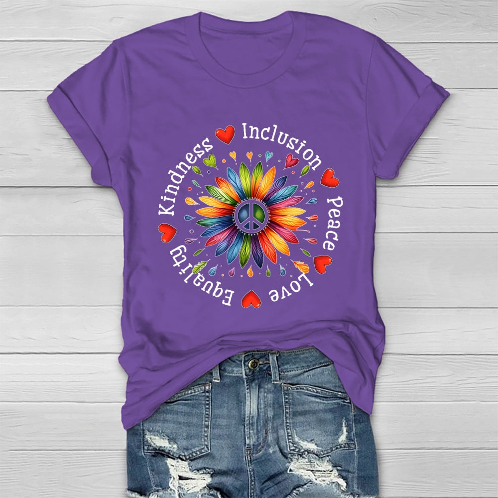 Kindness Peace Equality Love Inclusion Flowers Healthwear T-shirt