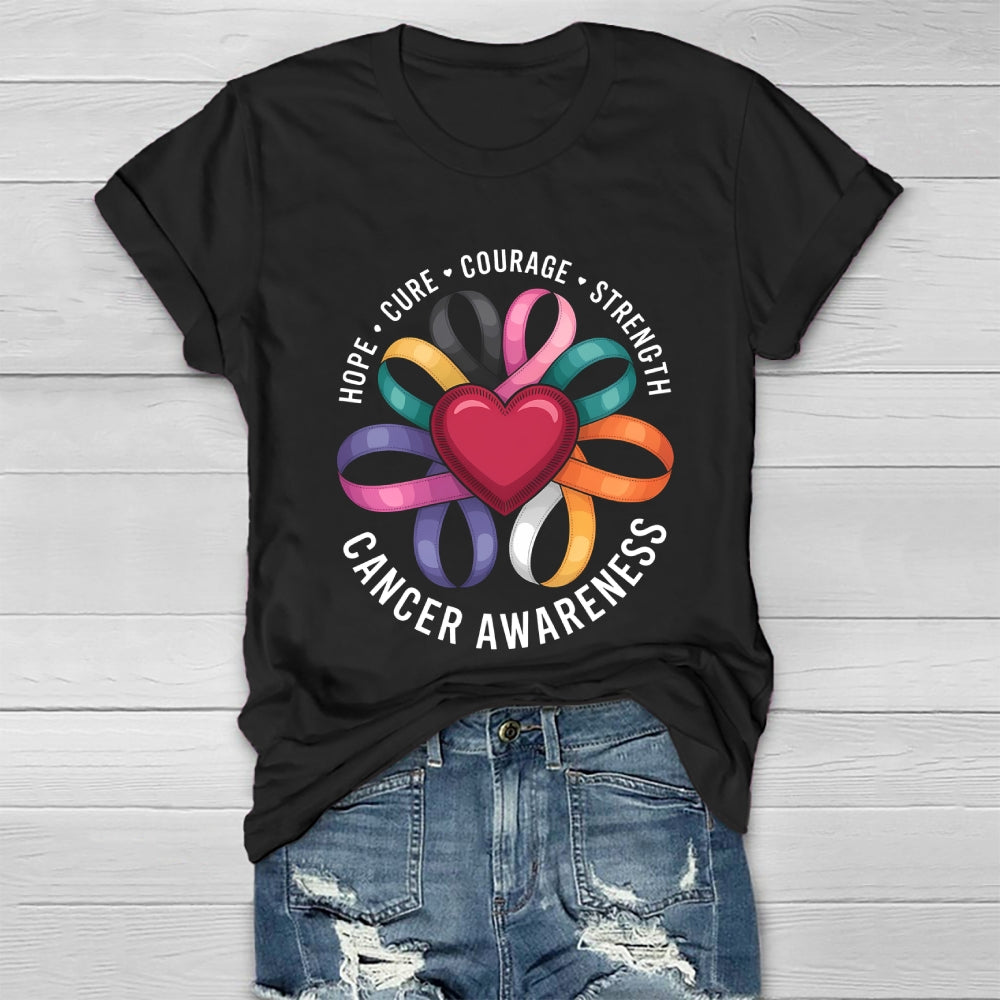 Cancer Awareness Love Hope Cure Courage Strength Healthwear T-shirt