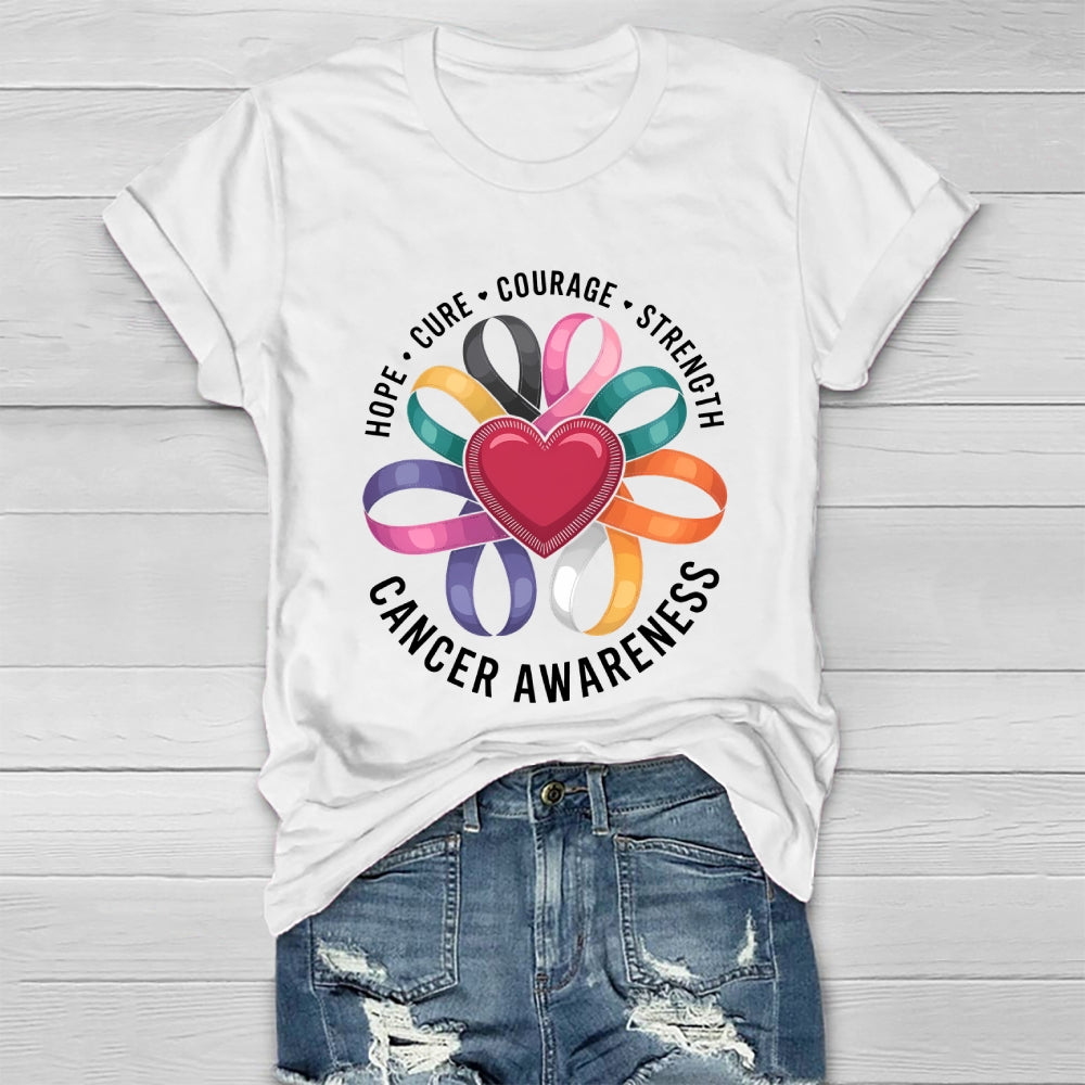 Cancer Awareness Love Hope Cure Courage Strength Healthwear T-shirt