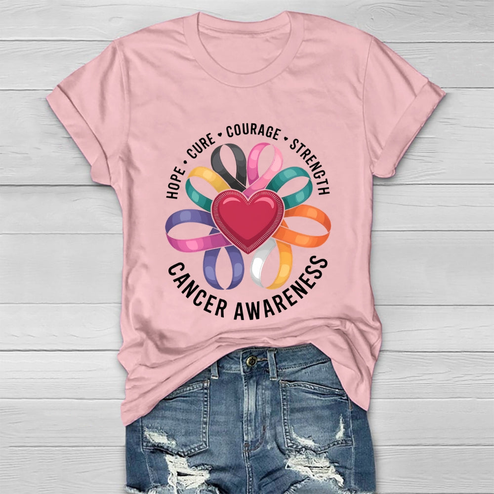 Cancer Awareness Love Hope Cure Courage Strength Healthwear T-shirt