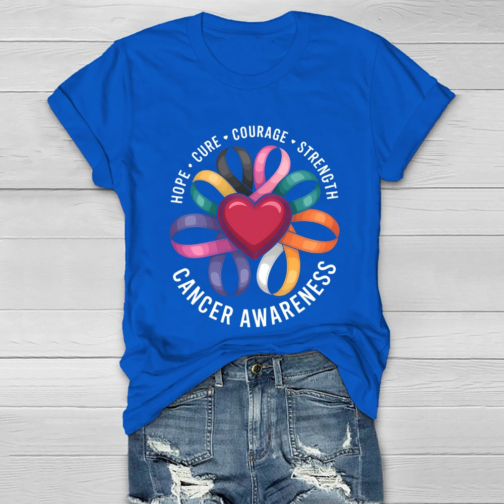 Cancer Awareness Love Hope Cure Courage Strength Healthwear T-shirt