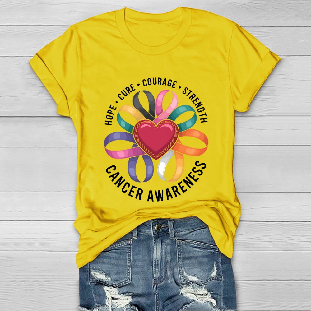 Cancer Awareness Love Hope Cure Courage Strength Healthwear T-shirt