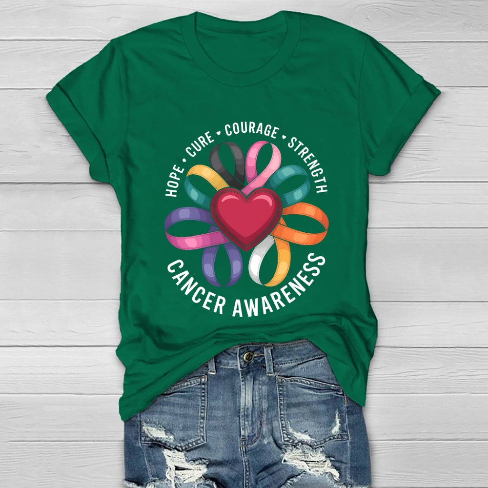 Cancer Awareness Love Hope Cure Courage Strength Healthwear T-shirt