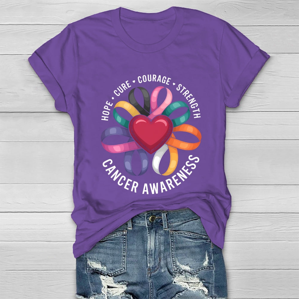 Cancer Awareness Love Hope Cure Courage Strength Healthwear T-shirt