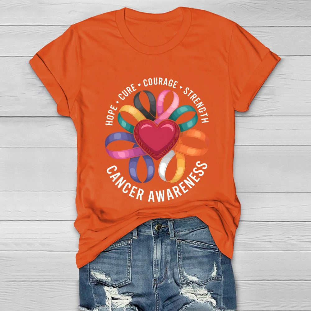 Cancer Awareness Love Hope Cure Courage Strength Healthwear T-shirt
