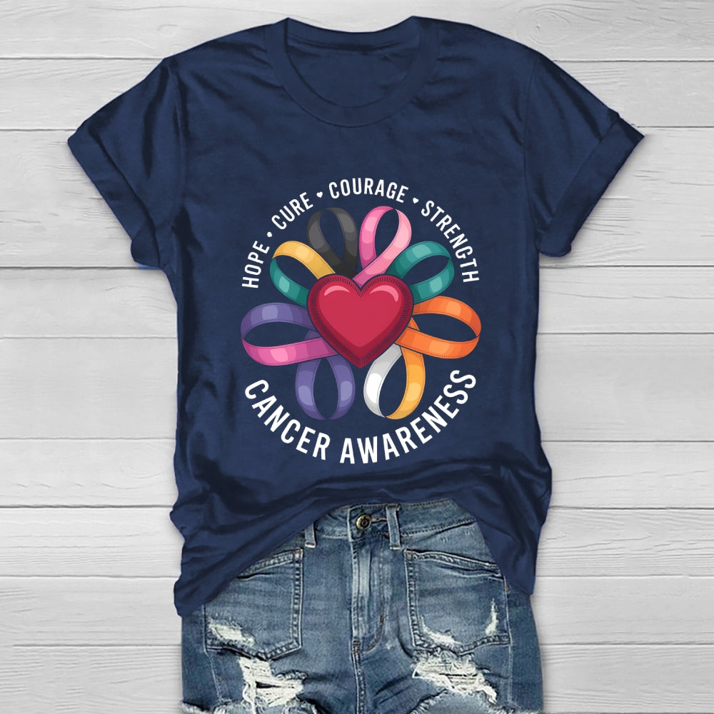 Cancer Awareness Love Hope Cure Courage Strength Healthwear T-shirt