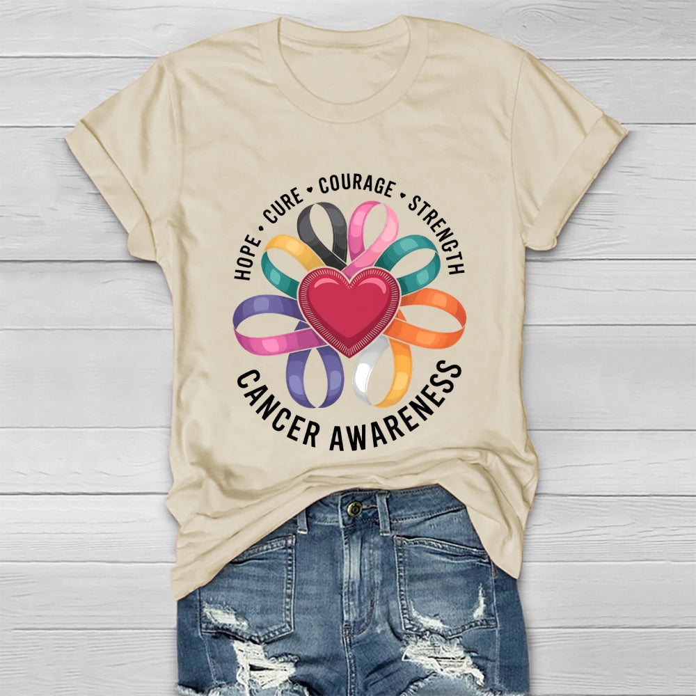 Cancer Awareness Love Hope Cure Courage Strength Healthwear T-shirt