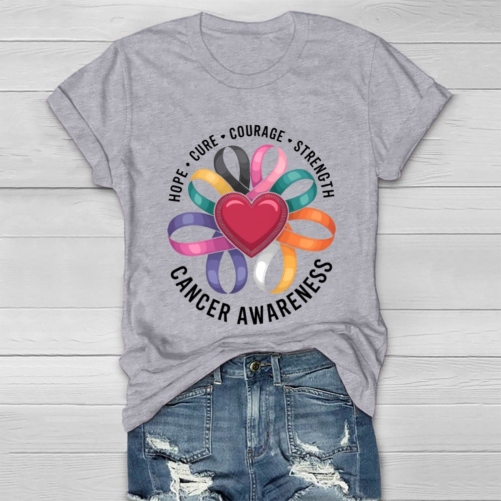 Cancer Awareness Love Hope Cure Courage Strength Healthwear T-shirt