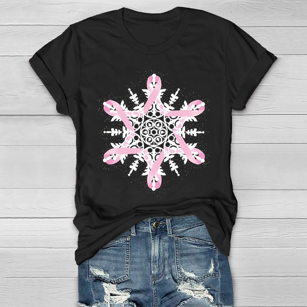Pink Ribbon Snowflake Healthwear T-shirt