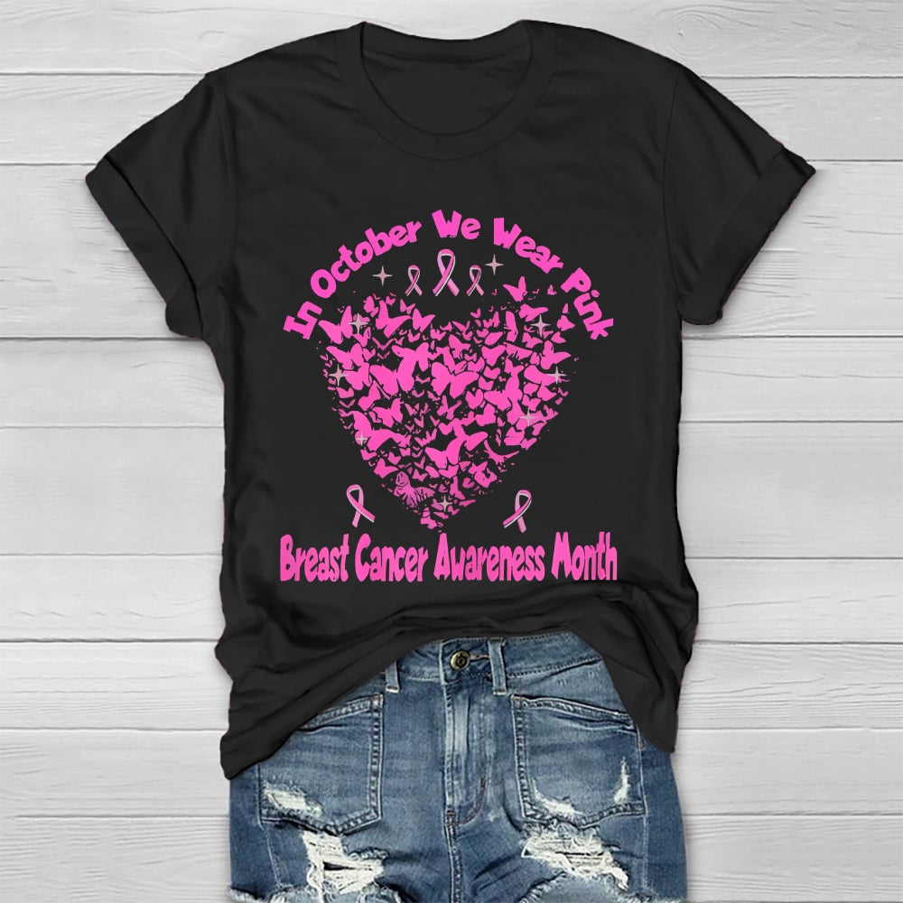 October We Wear Pink Breast Cancer Awareness Healthwear T-shirt
