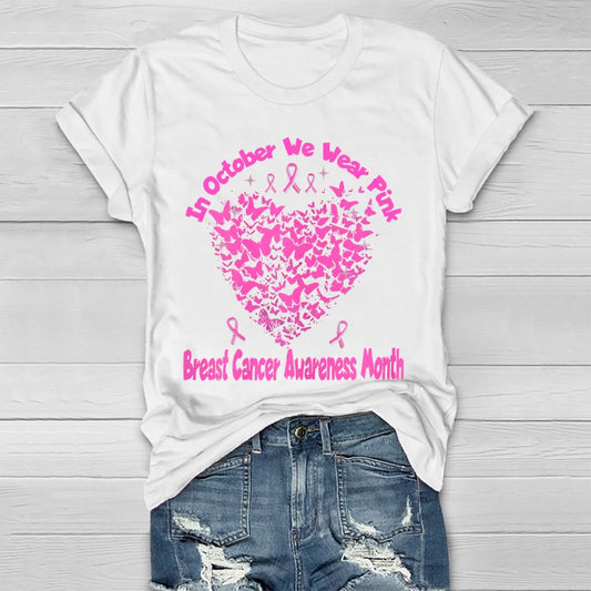 October We Wear Pink Breast Cancer Awareness Healthwear T-shirt