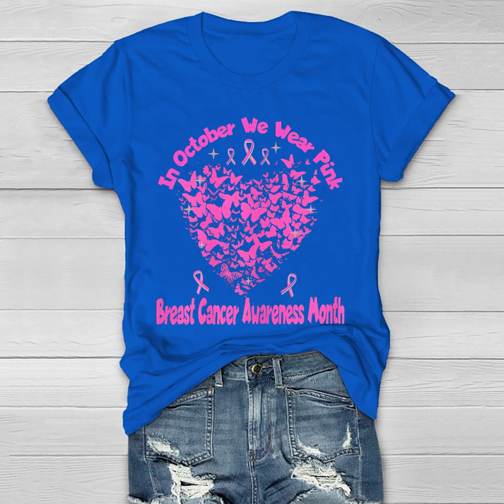October We Wear Pink Breast Cancer Awareness Healthwear T-shirt