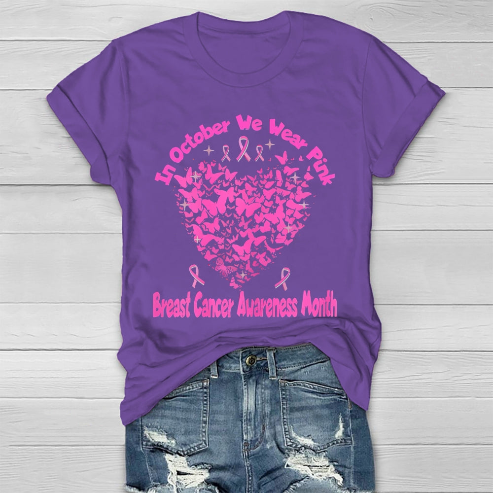 October We Wear Pink Breast Cancer Awareness Healthwear T-shirt