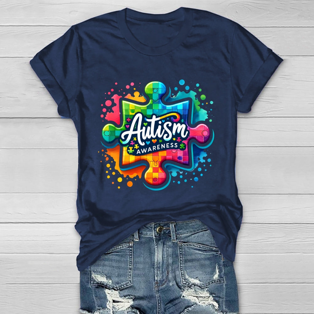 Autism Awareness Colorful Puzzle Healthwear T-shirt