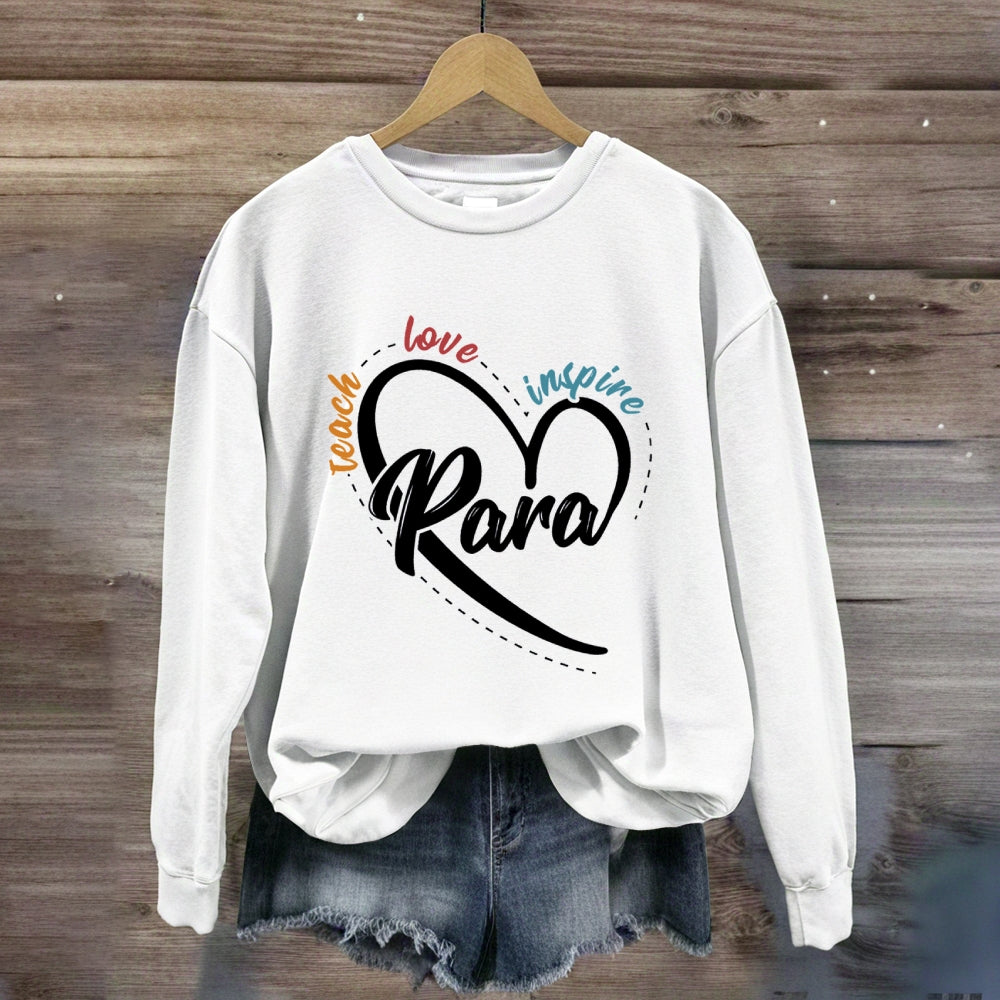 Para Teach Love Inspire Heart Print Sweatshirt