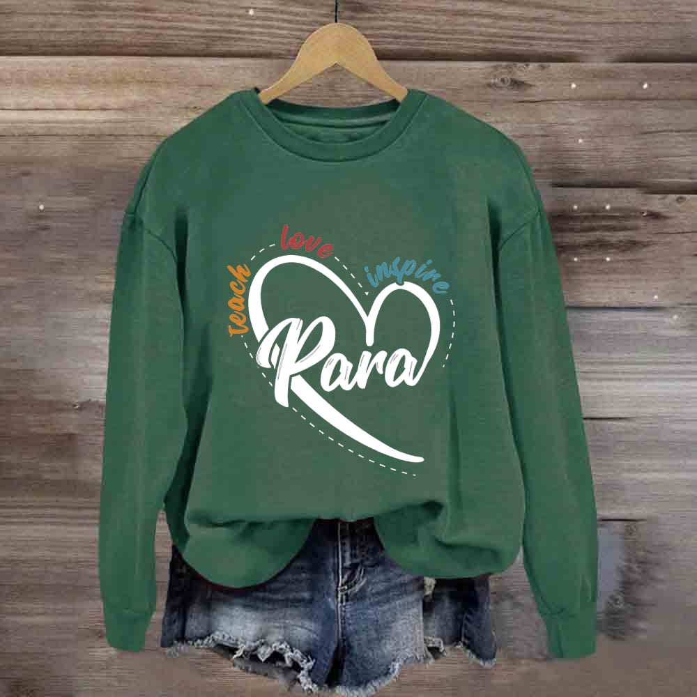 Para Teach Love Inspire Heart Print Sweatshirt