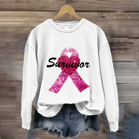 Pink Ribbon With Heart Sweatshirt
