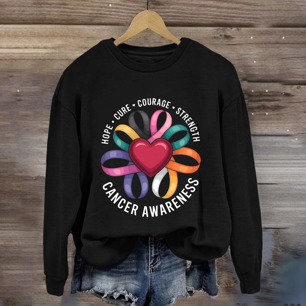 Hope Cure Courage Colorful Heart Sweatshirt