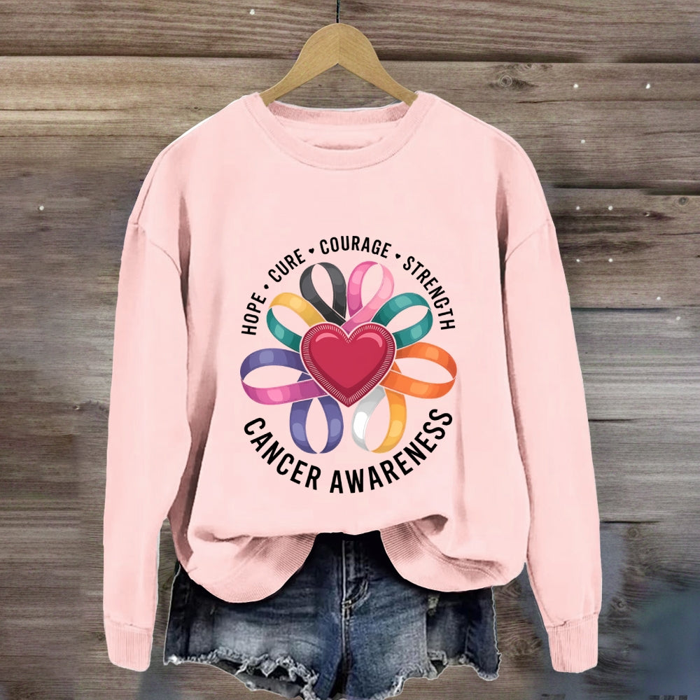 Hope Cure Courage Colorful Heart Sweatshirt