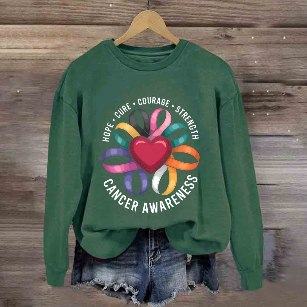 Hope Cure Courage Colorful Heart Sweatshirt