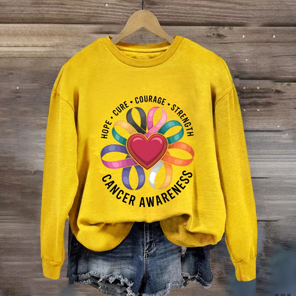 Hope Cure Courage Colorful Heart Sweatshirt