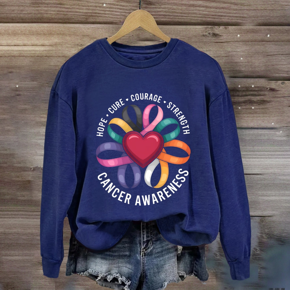 Hope Cure Courage Colorful Heart Sweatshirt