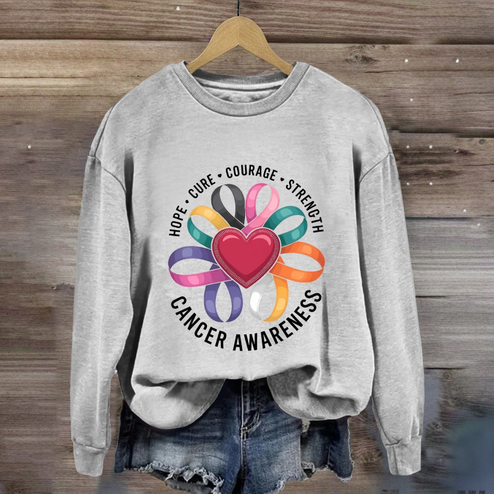 Hope Cure Courage Colorful Heart Sweatshirt