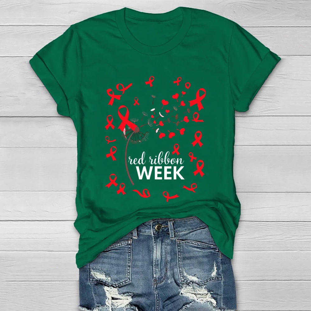 Red Ribbon Week Dandelion Healthwear T-shirt