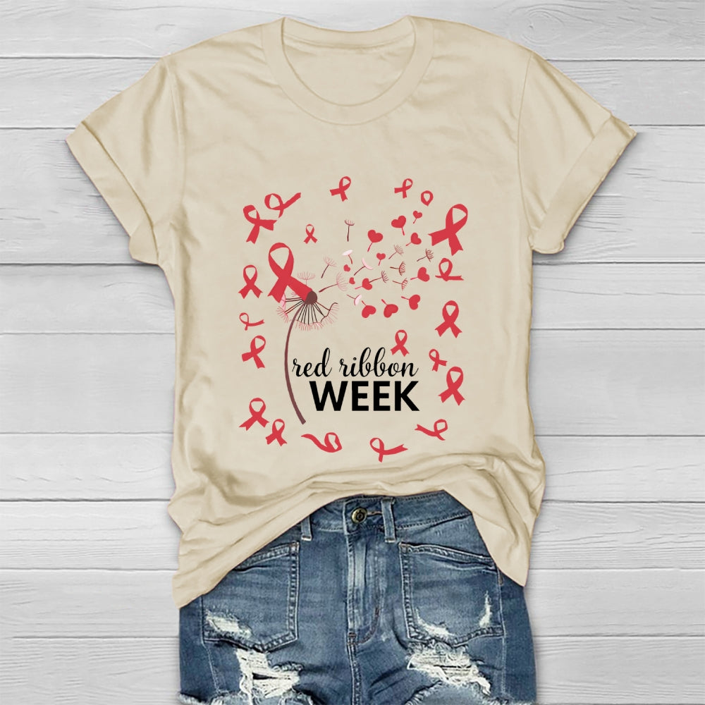 Red Ribbon Week Dandelion Healthwear T-shirt