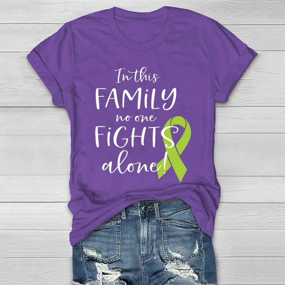 In This Family No One Fights Alone Green Ribbon Healthwear T-shirt