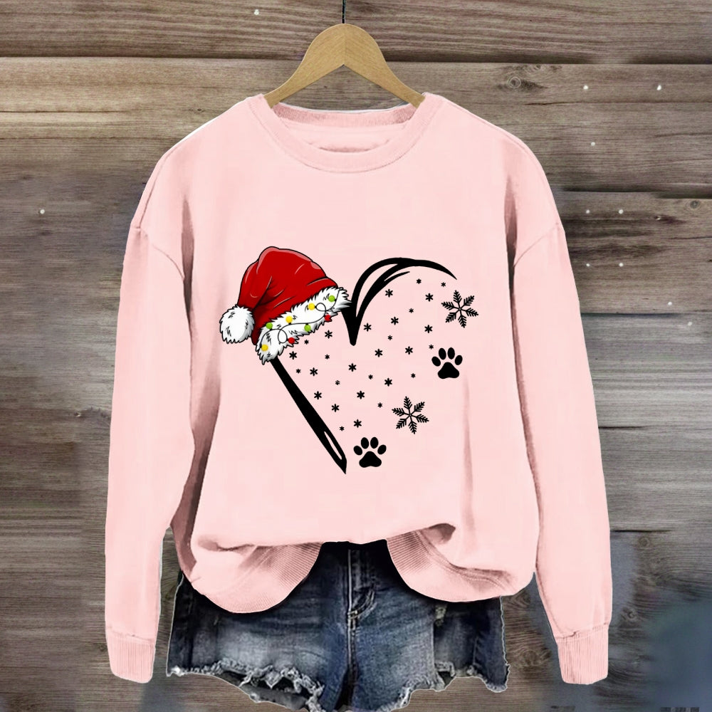 Christmas Snowflakes Hats Heart Sweatshirt